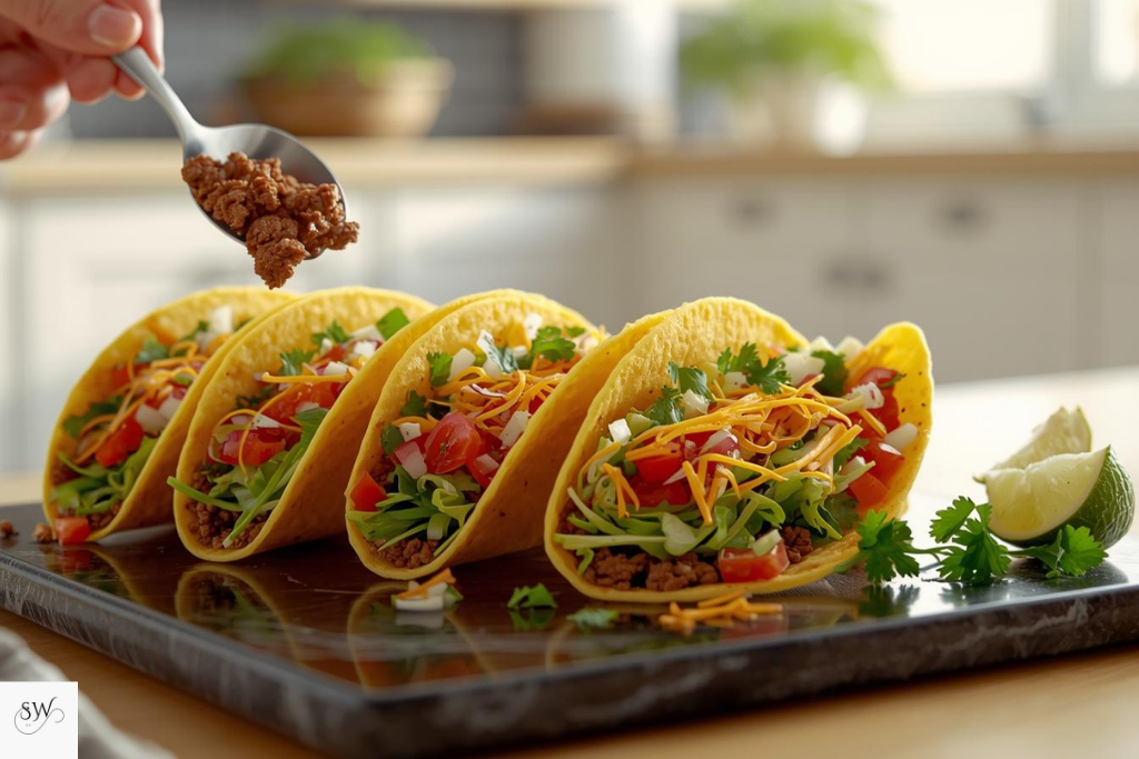 assembling beef tacos