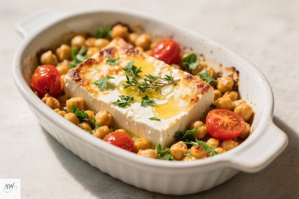 Baked feta chickpea