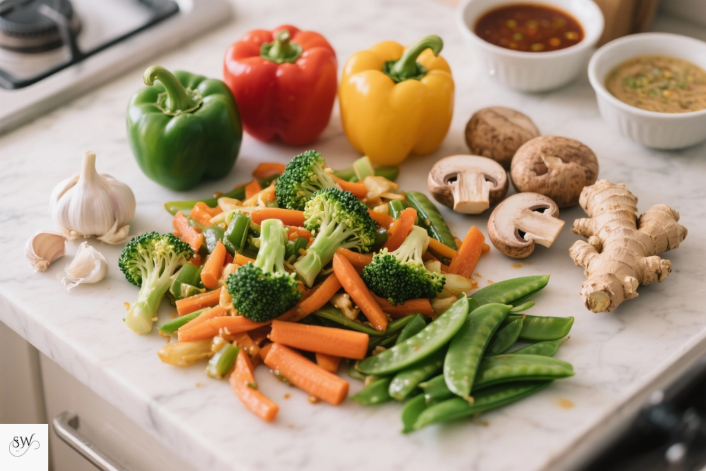 ingredients of vegetable stir fry