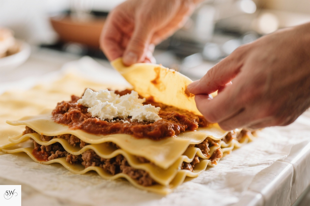 layering lasagna