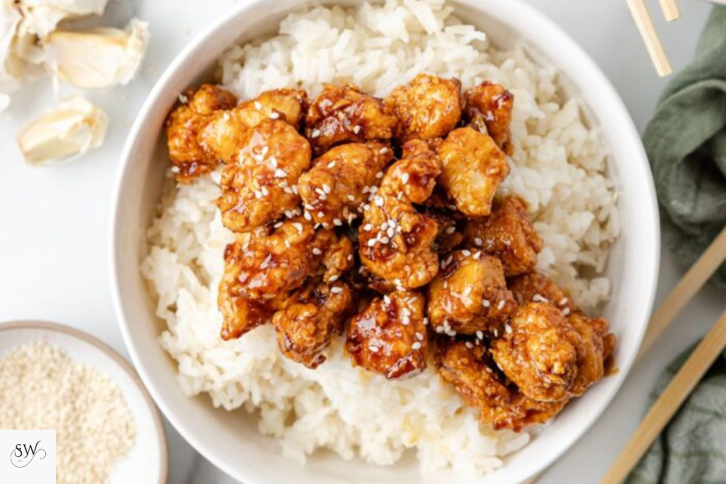 pairing of honey garlic chicken bites