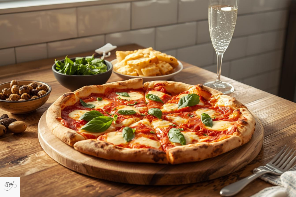 serving margherita pizza