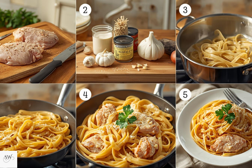 chicken alfredo steps