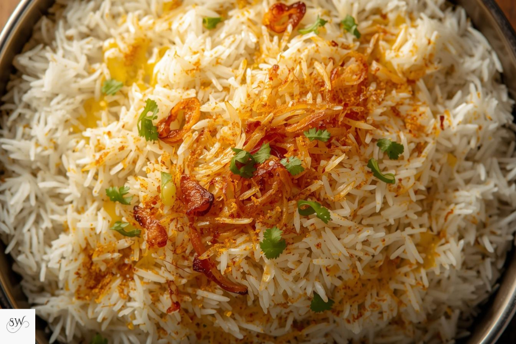 white fluffy rice for chicken biryani recipe