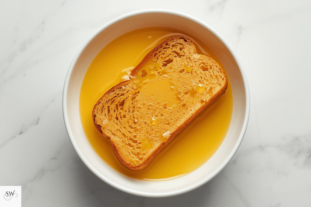 dipping slices in egg mixture
