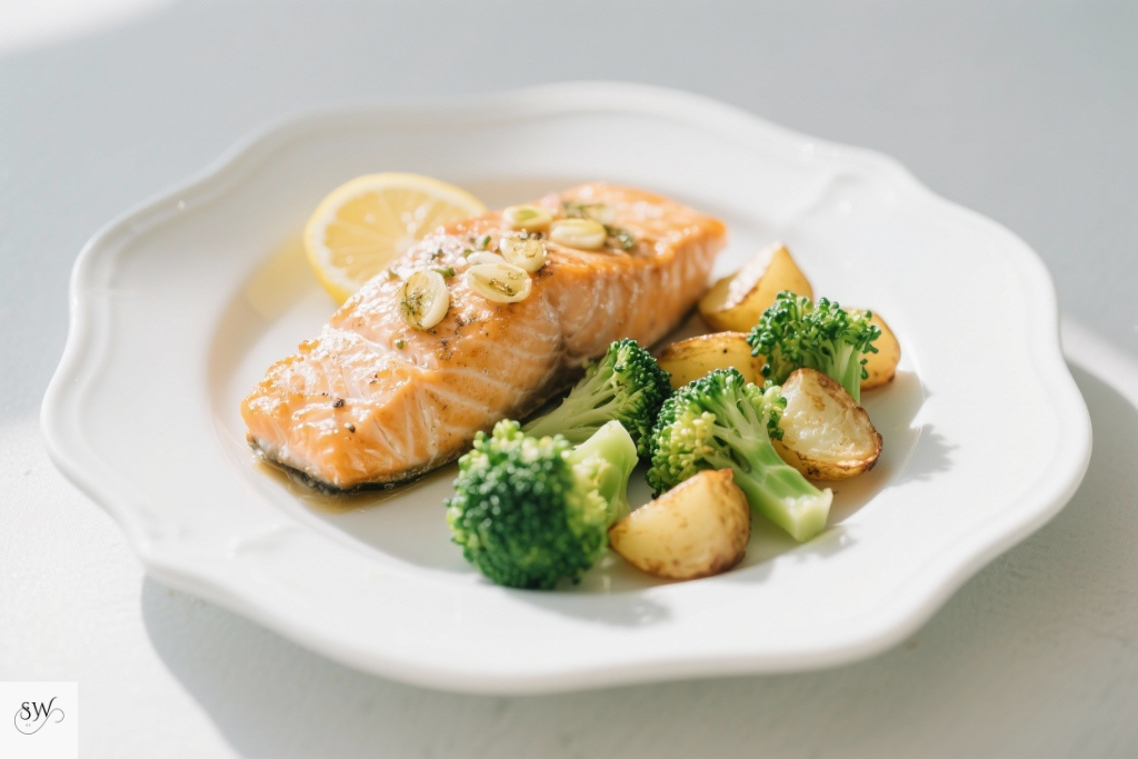 served lemon garlic salmon