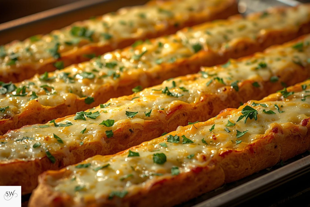 cheesy garlic bread served