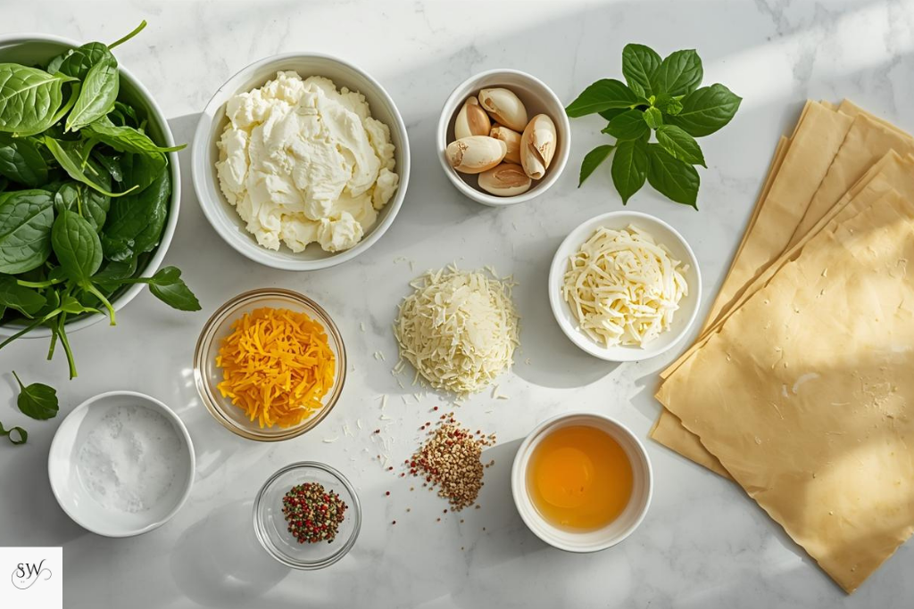 ingredients of spinach ricotta rolls recipe