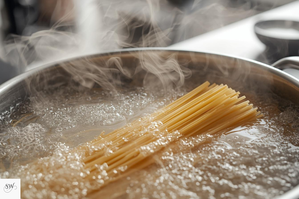 preparing one pot meghan markle pasta recipe