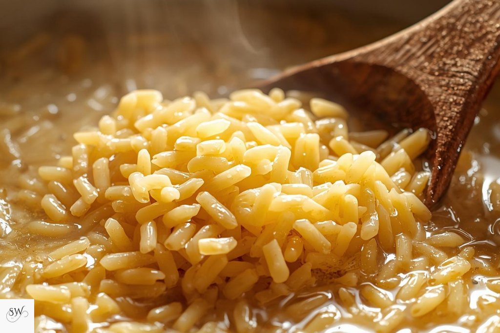 steps of French Onion Chicken Orzo Casserole