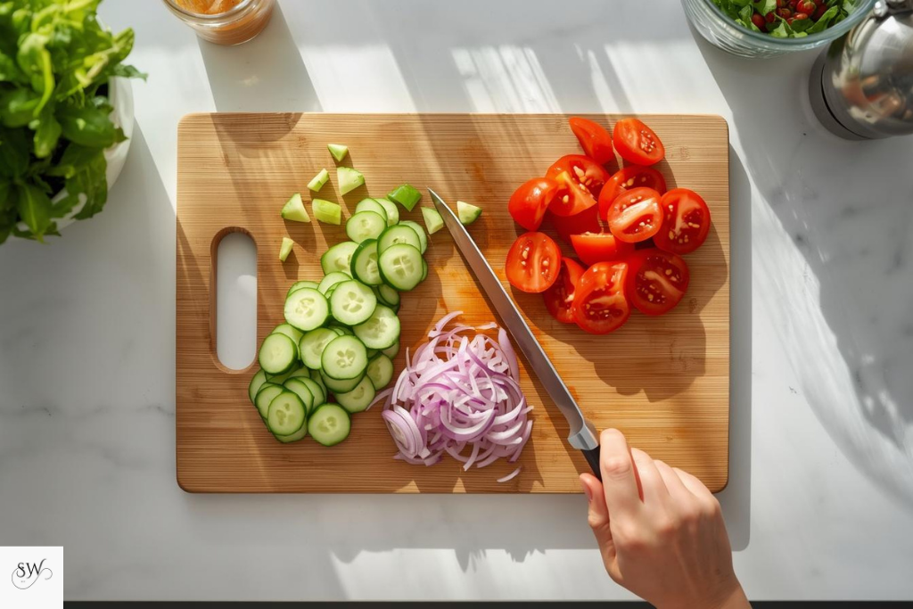 cooking steps of cucumber tomato salad for weight loss