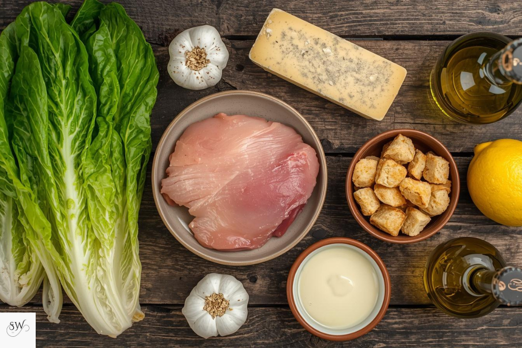 ingredients of healthy chicken caesar salad high protein