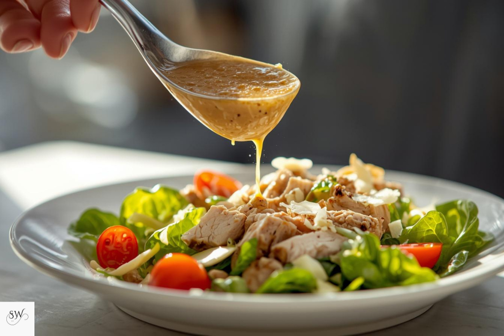 served healthy chicken caesar salad high protein